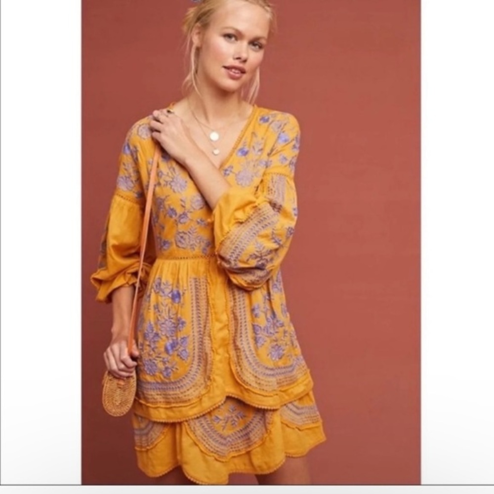 Anthropologie Lisette embroidered dress